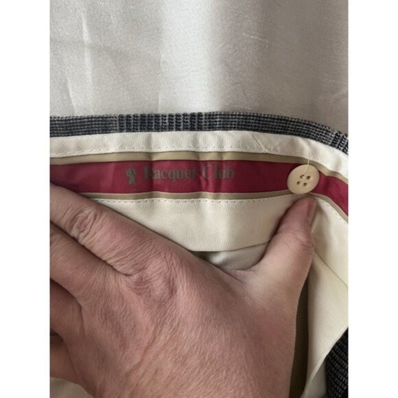 Racquet Club Dress Pants 100% Pure Wool Plaid Straight Pleated Office Y2K - Picture 4 of 5
